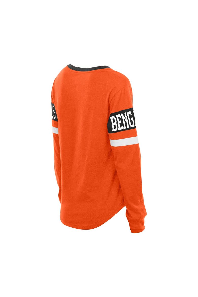 Women's New Era  Orange Cincinnati Bengals Throwback Lace-Up Long-Sleeve T-Shirt, Alternate, color, Orange
