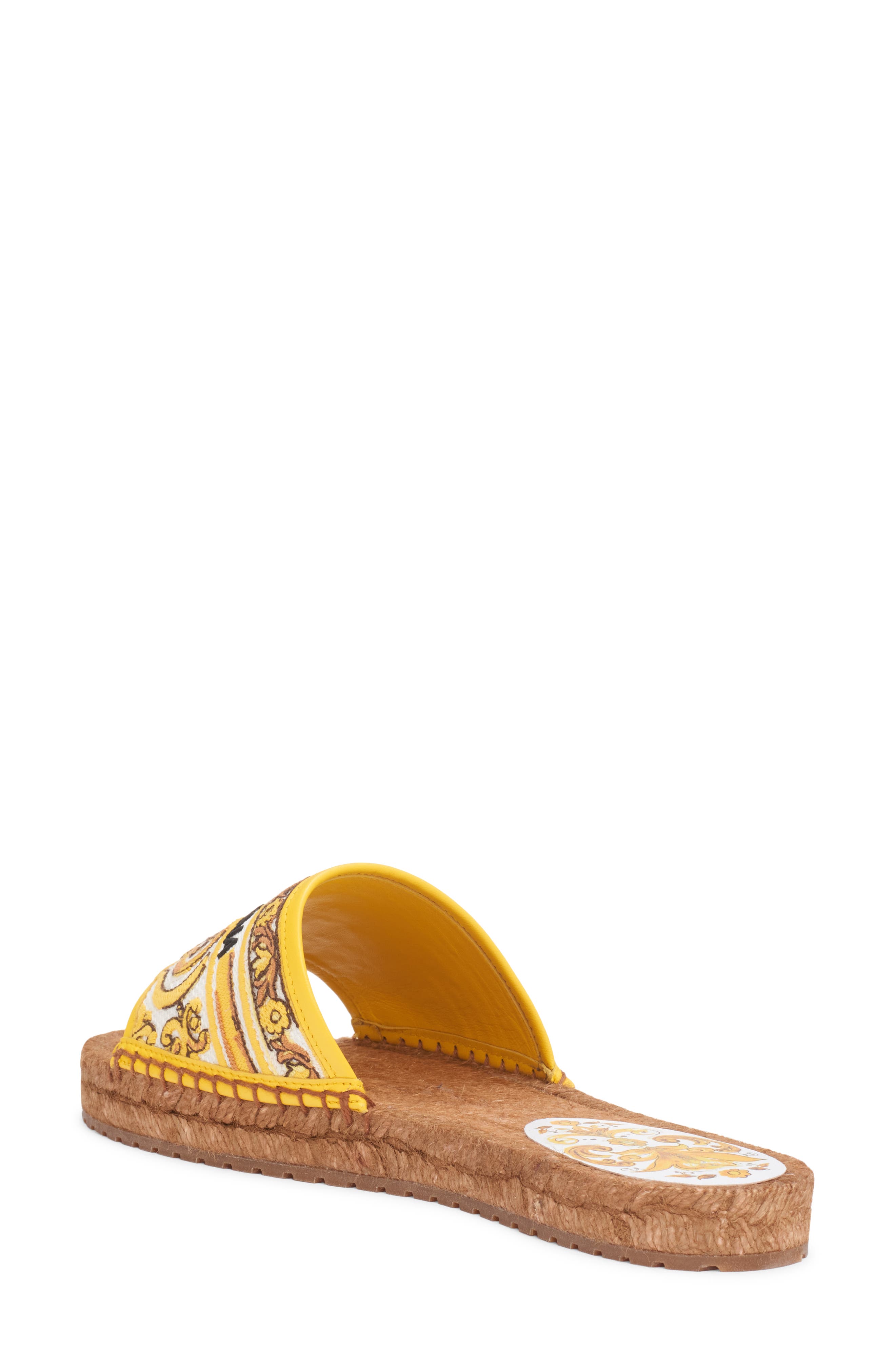 Dolce&Gabbana Majolica Print Espadrille Slide Sandal, Alternate, color, Multicolor/ Sole