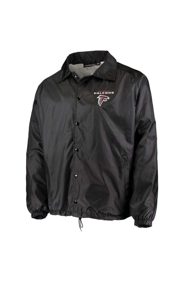 DUNBROOKE Men's Black Atlanta Falcons Coaches Classic Raglan Full-Snap Windbreaker Jacket, Alternate, color, 
