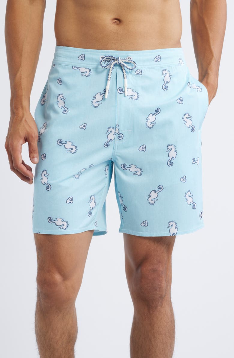 johnnie-O Under the Sea Swim Trunks, Main, color, Gulf Blue