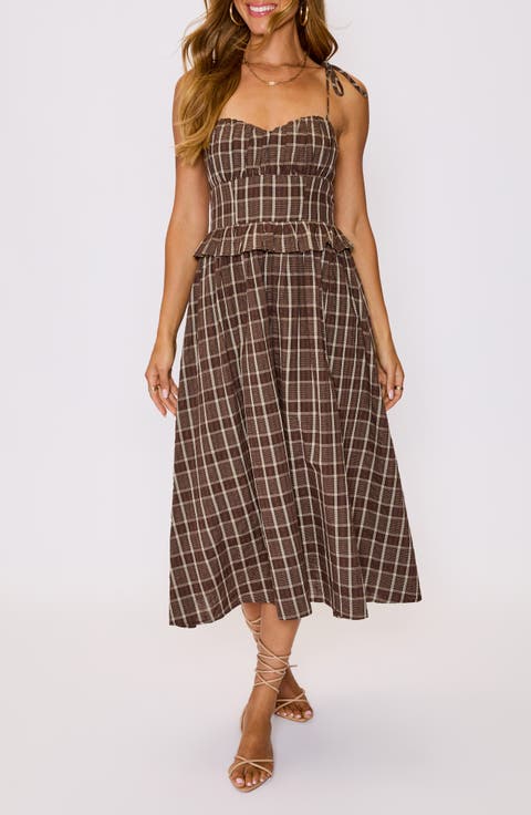 Emma Plaid Midi Dress