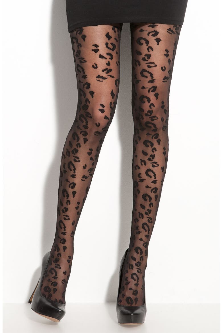 Leopard Dot Stockings, Main, color, BLACK