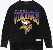 Mitchell & Ness Women's Mitchell & Ness Black Minnesota Vikings Delineate Mineral Wash Crewneck Sweatshirt