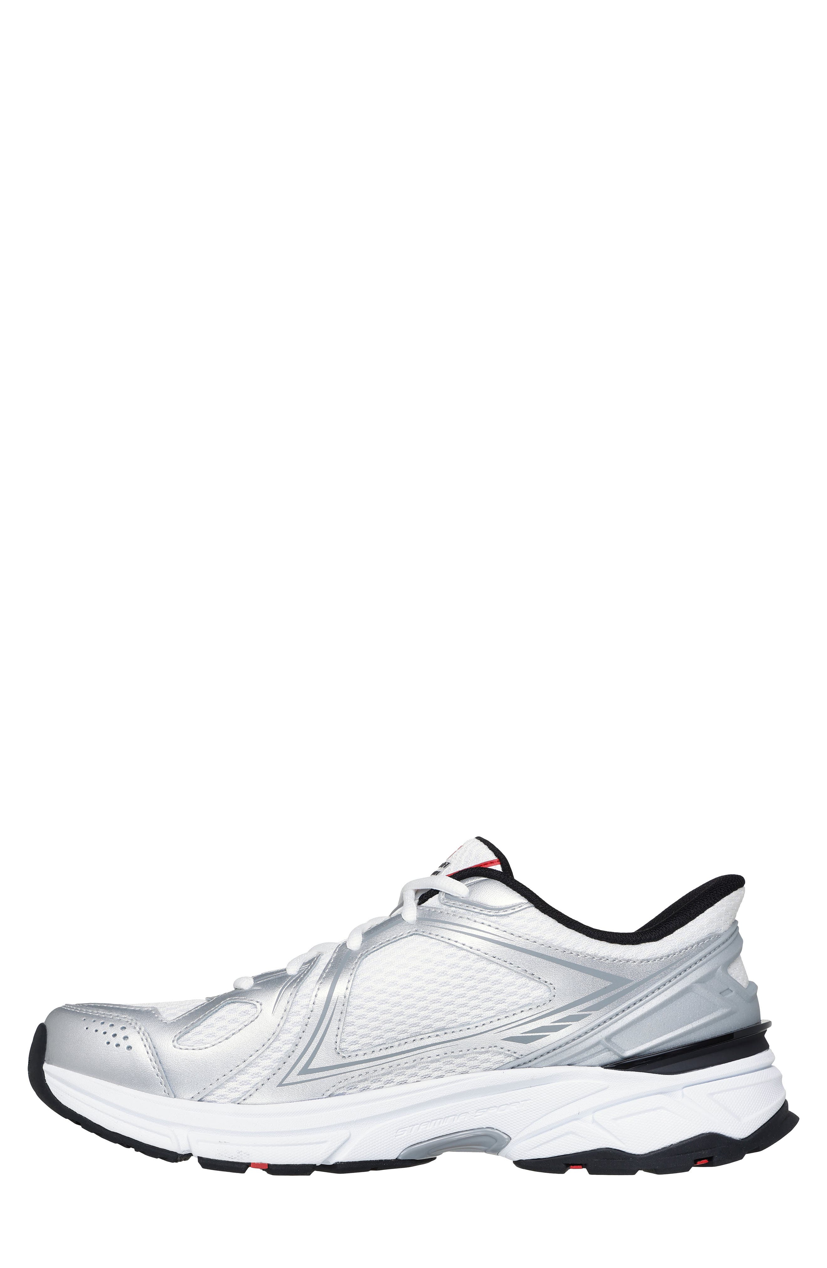 SKECHERS Stamina Slip-On Sneaker, Alternate, color, White/Silver/Red