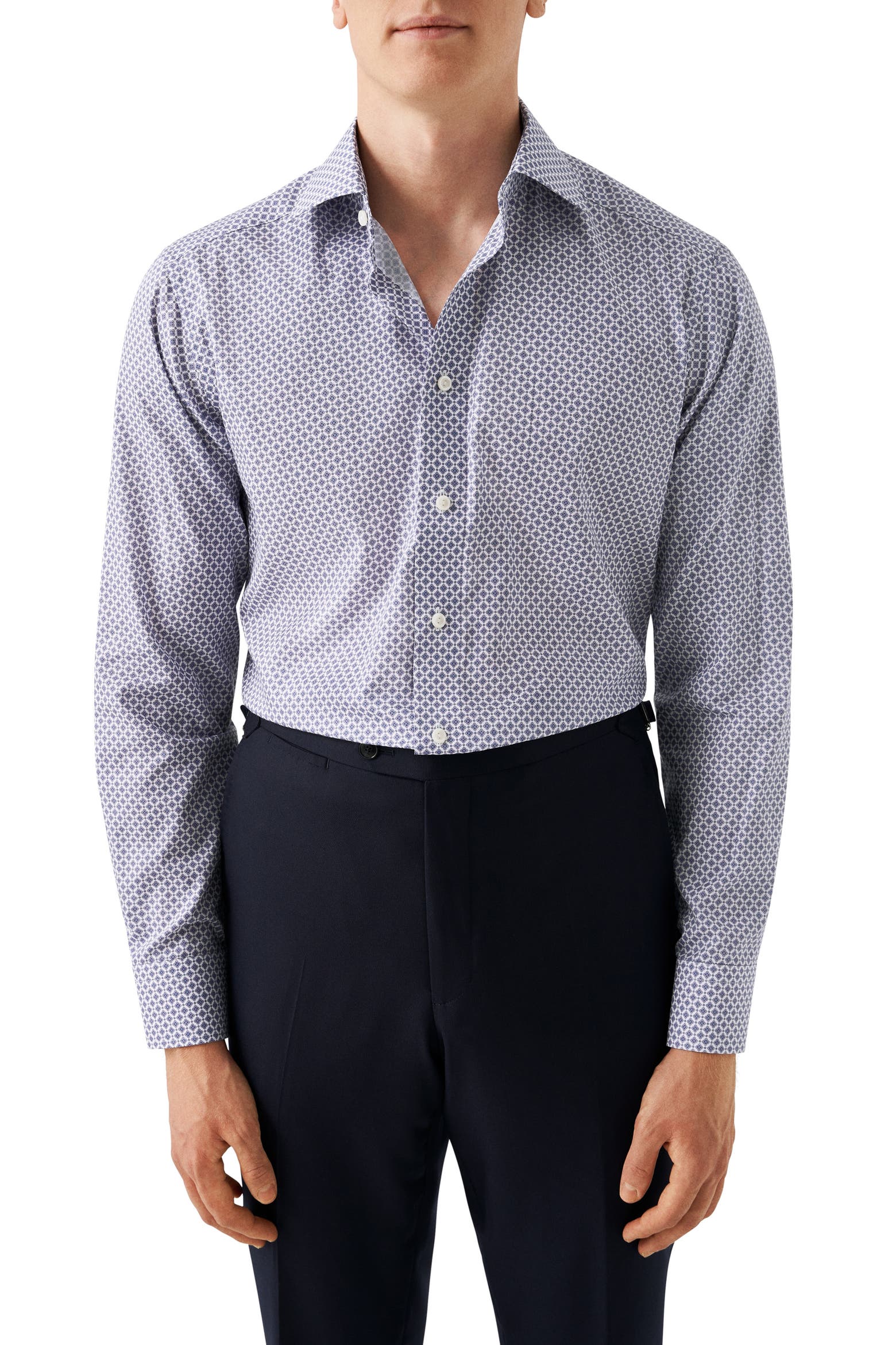 Slime Line Texture Eton Slim Fit Cotton & Lyocell Dress Shirt (Men) | Nordstromrack