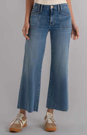 Meg Raw Hem High Waist Ankle Wide Leg Jeans