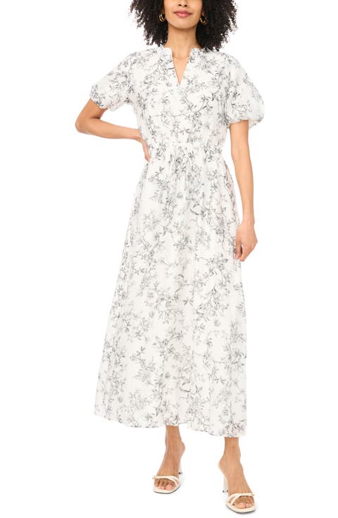 Print Puff Sleeve Maxi Dress