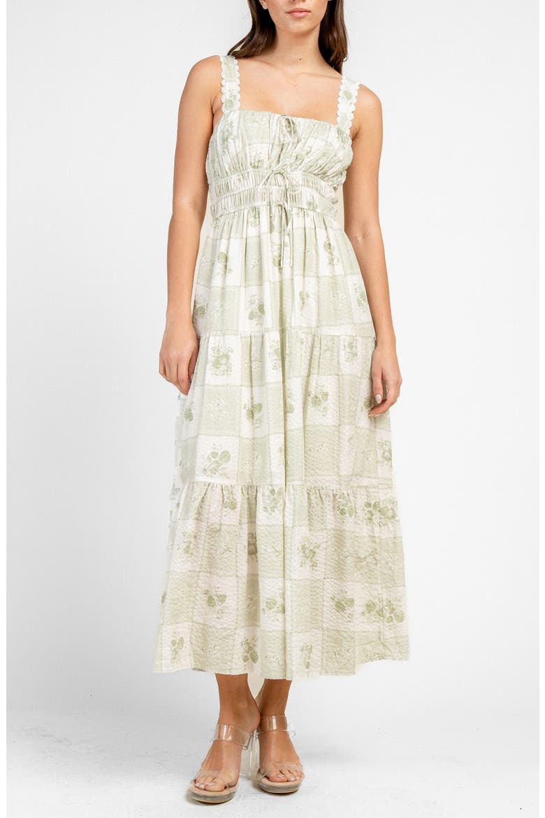 Chech Floral Cotton Blend Midi Dress, Alternate, color, SAGE