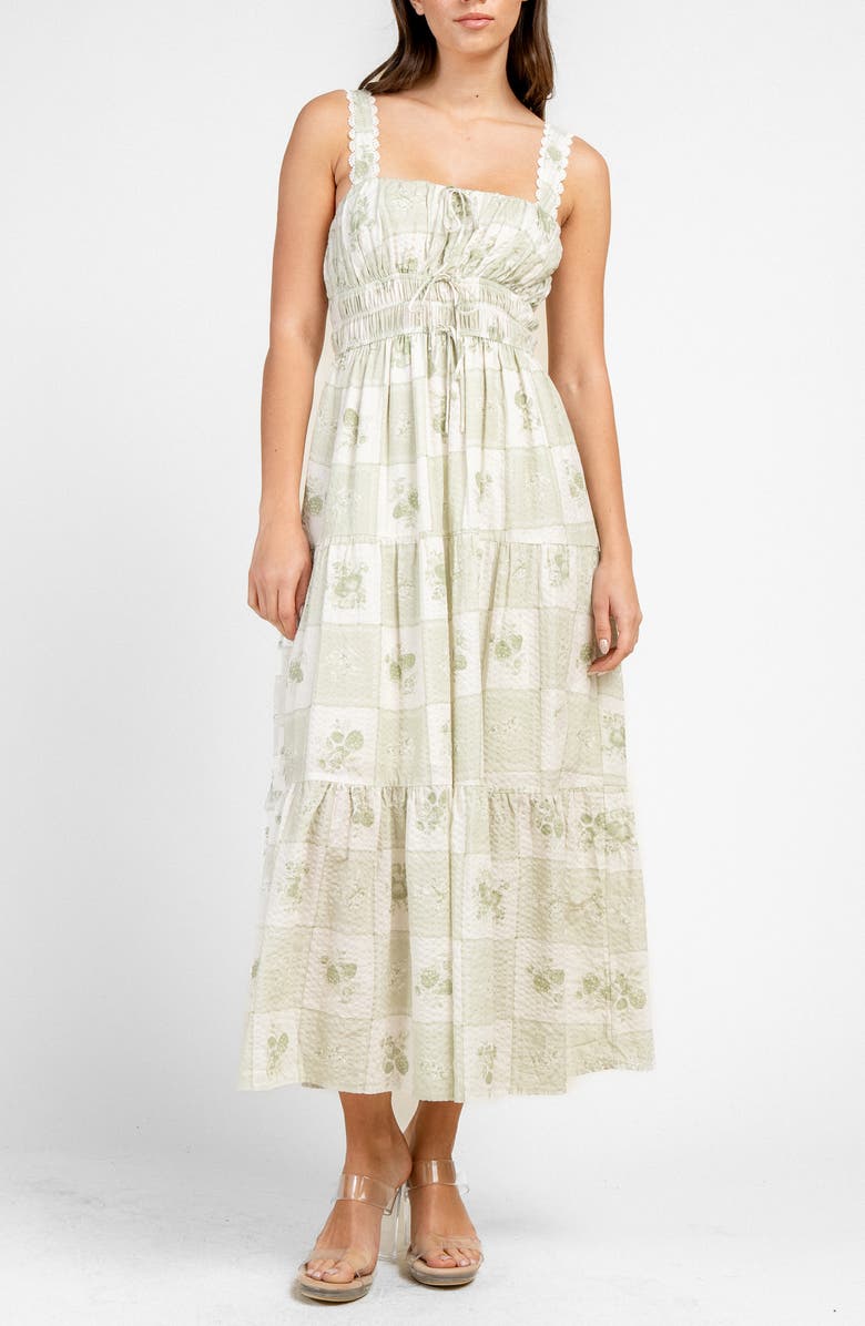 Beivy Chech Floral Cotton Blend Midi Dress, Alternate, color, Sage