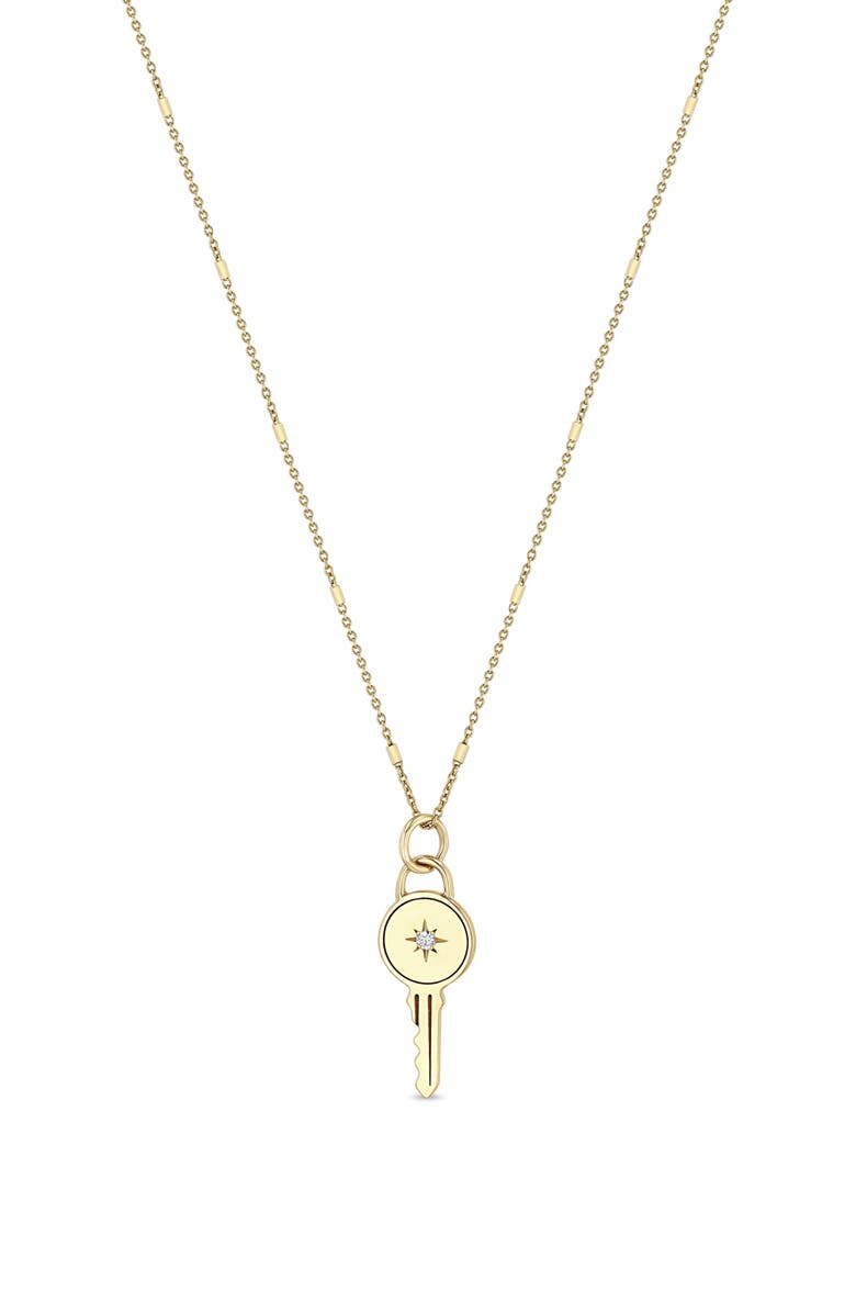 Zoë Chicco Diamond Key Pendant Necklace, Main, color, 14K Yellow Gold
