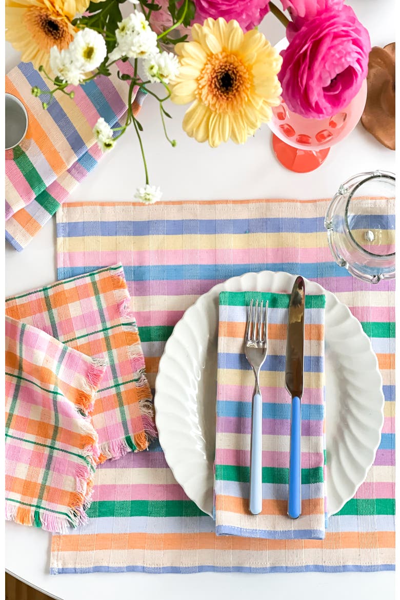 Handwoven Colorful Striped Cotton Placemats, Set of 4, Alternate, color, Multi