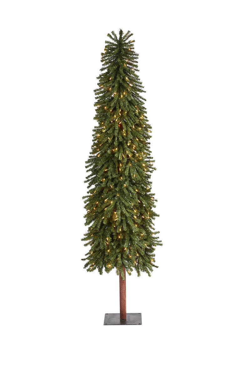 NEARLY NATURAL 7ft. Grand Alpine Artificial Christmas Tree with 400 Clear Lights on Natural Trunk, Main, color, 