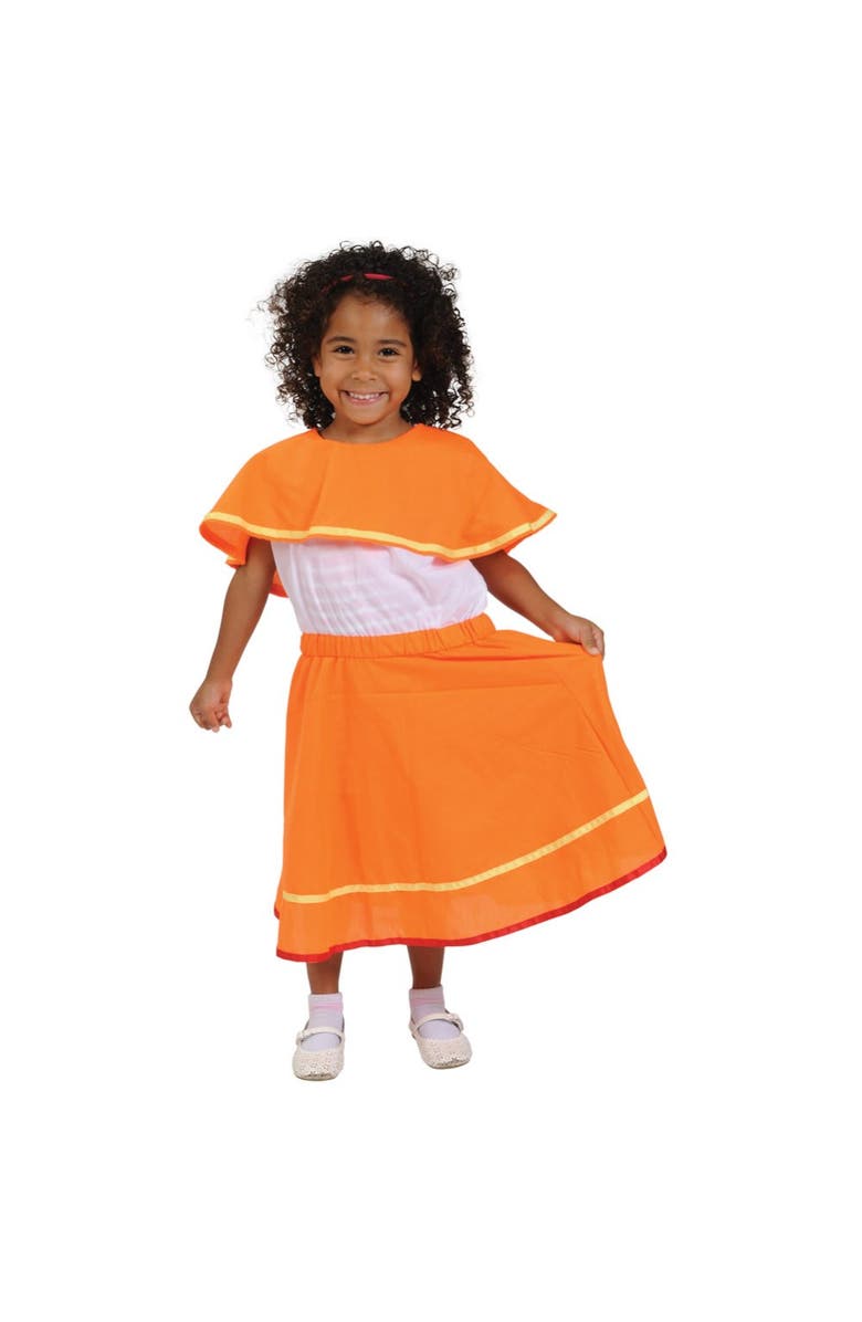 Kaplan Early Learning Company Festive Multiethnic Mexican Huipil Girl Garment, Alternate, color, Orange