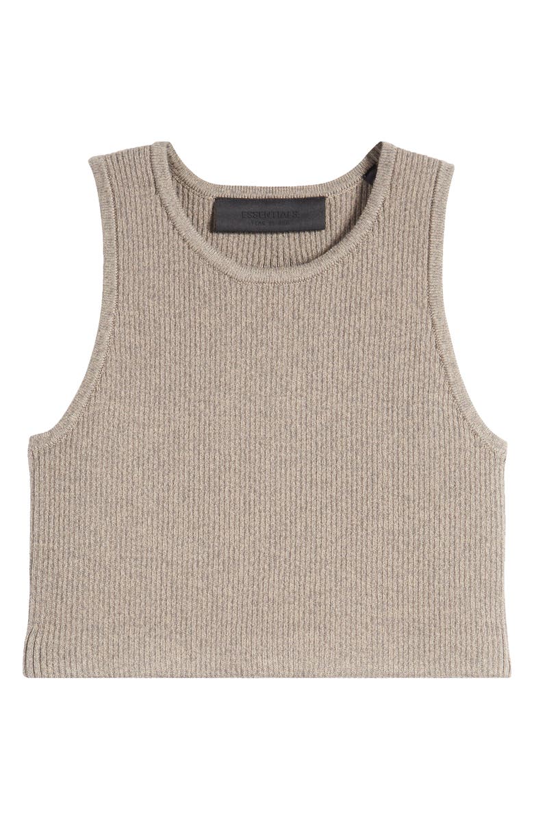 Fear of God Essentials Sport Rib Cotton Blend Crop Tank, Alternate, color, Heather Grey