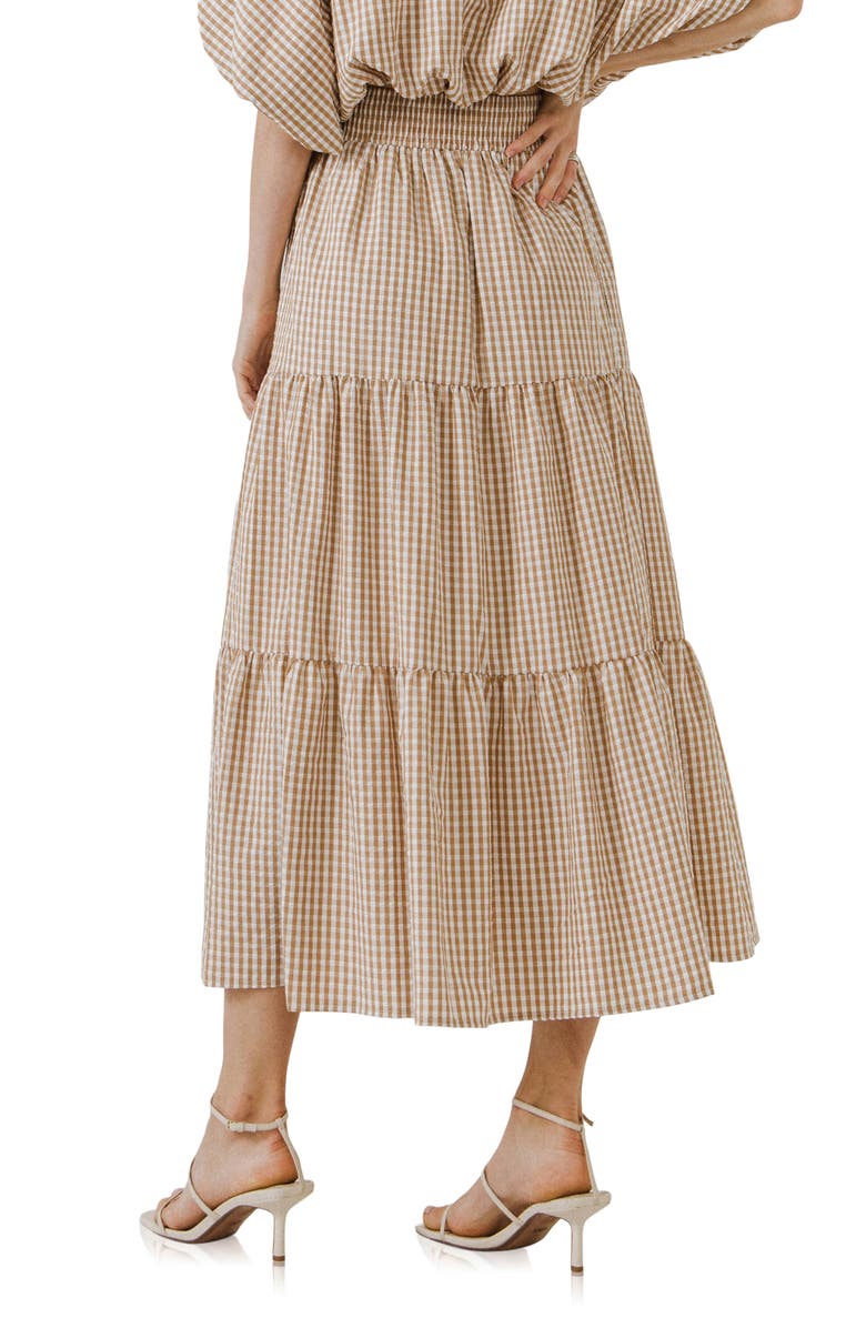 English Factory Tiered Gingham Maxi Skirt, Alternate, color,