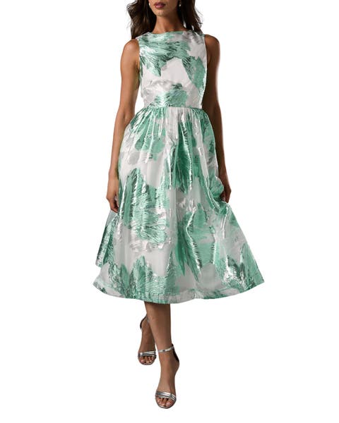 Jacquard Fit And Flare Midi Dress