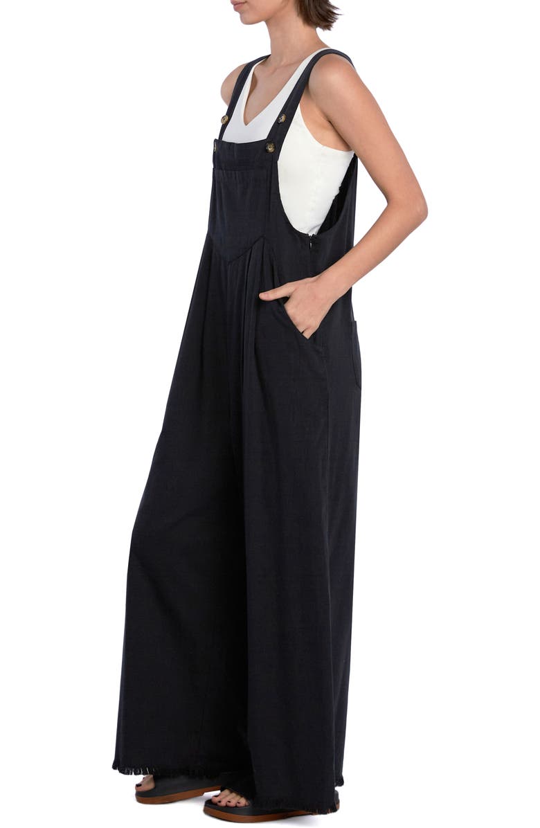 Billy T Claire Wide Leg Denim Overalls, Alternate, color, Ink