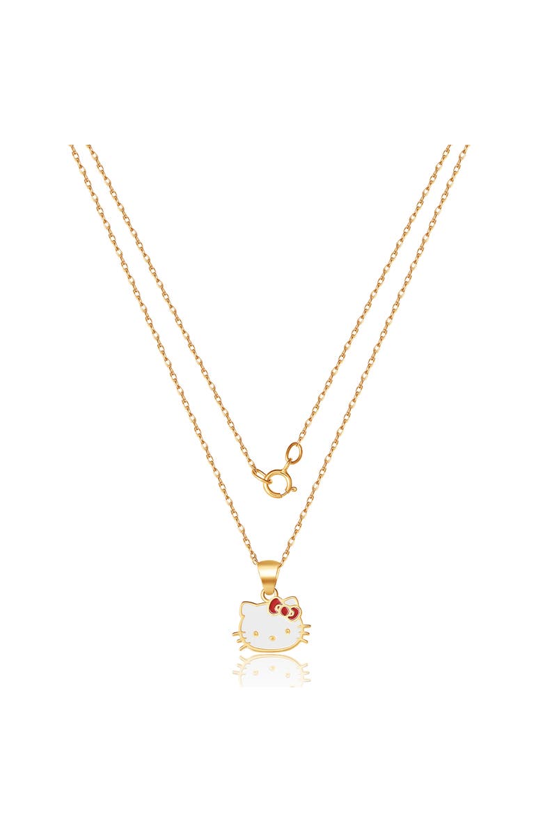 Hello Kitty Sanrio Womens Gold Necklace 18" Official License, 10k Gold Necklace with Enamel Pendant, Alternate, color, 
