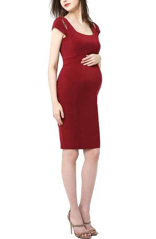 Kimi & Kai Julie Cold Shoulder Maternity Sheath Dress In Red