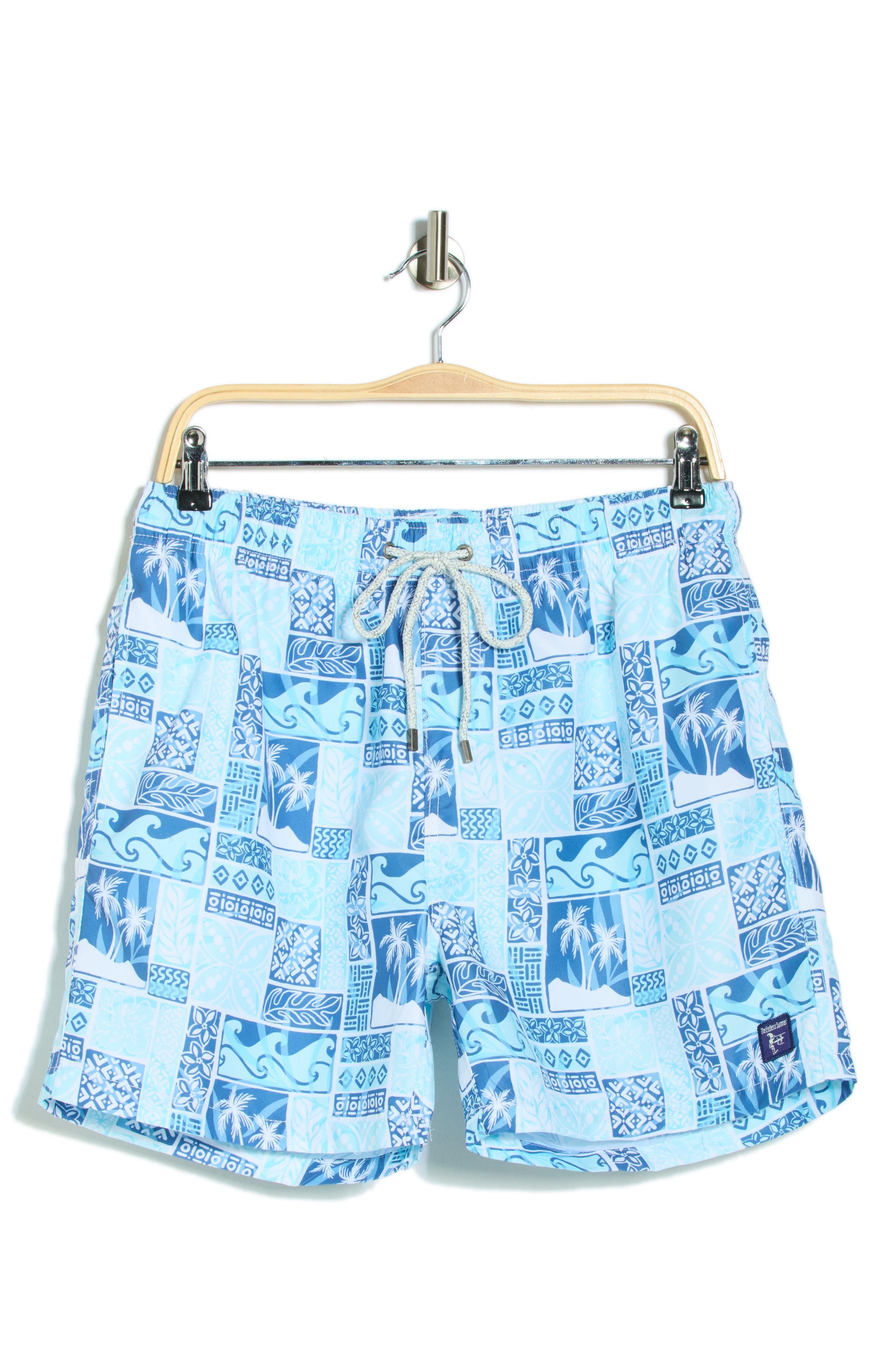 Vintage Summer Endless Print Volley Swim Trunks
