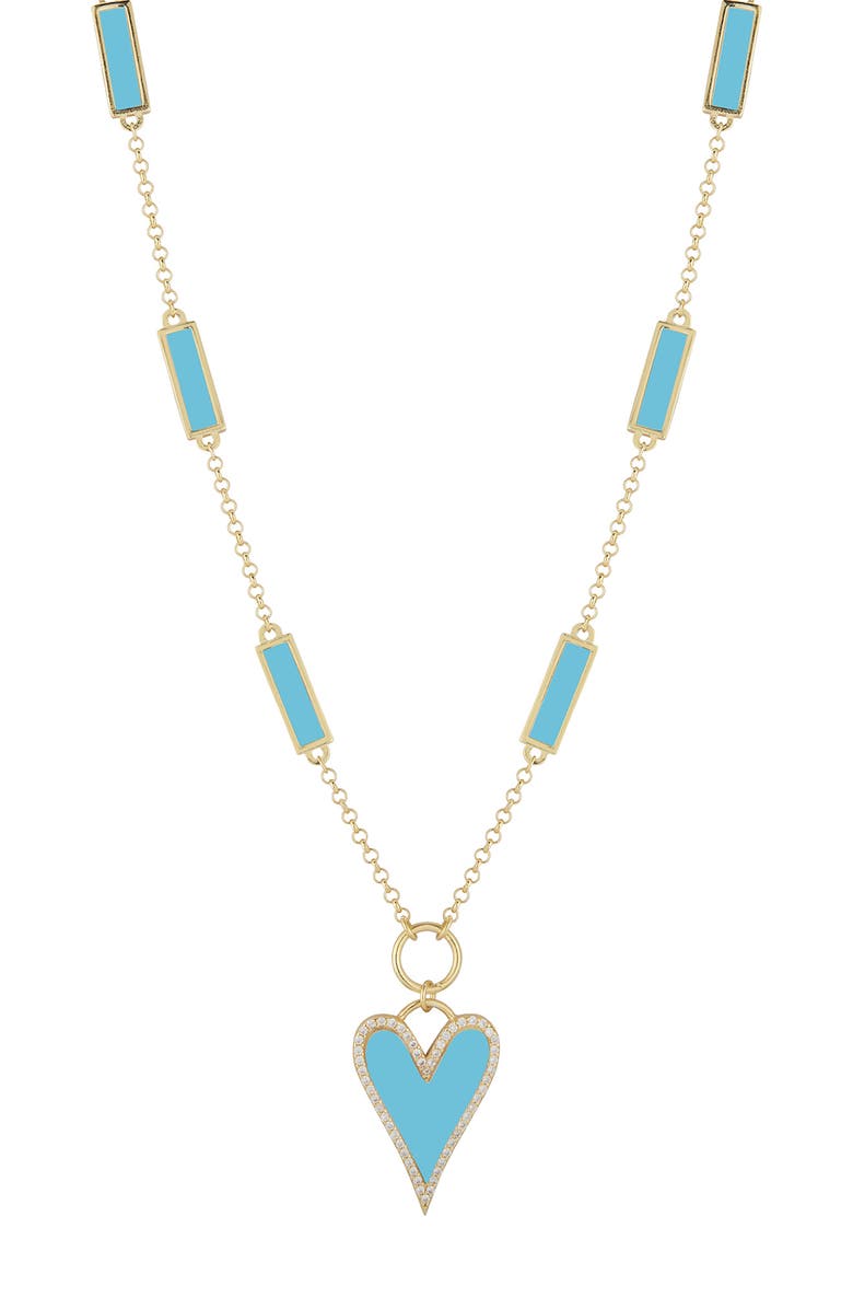 SPHERA MILANO CZ & Faux Turquoise Heart Pendant Necklace, Main, color,