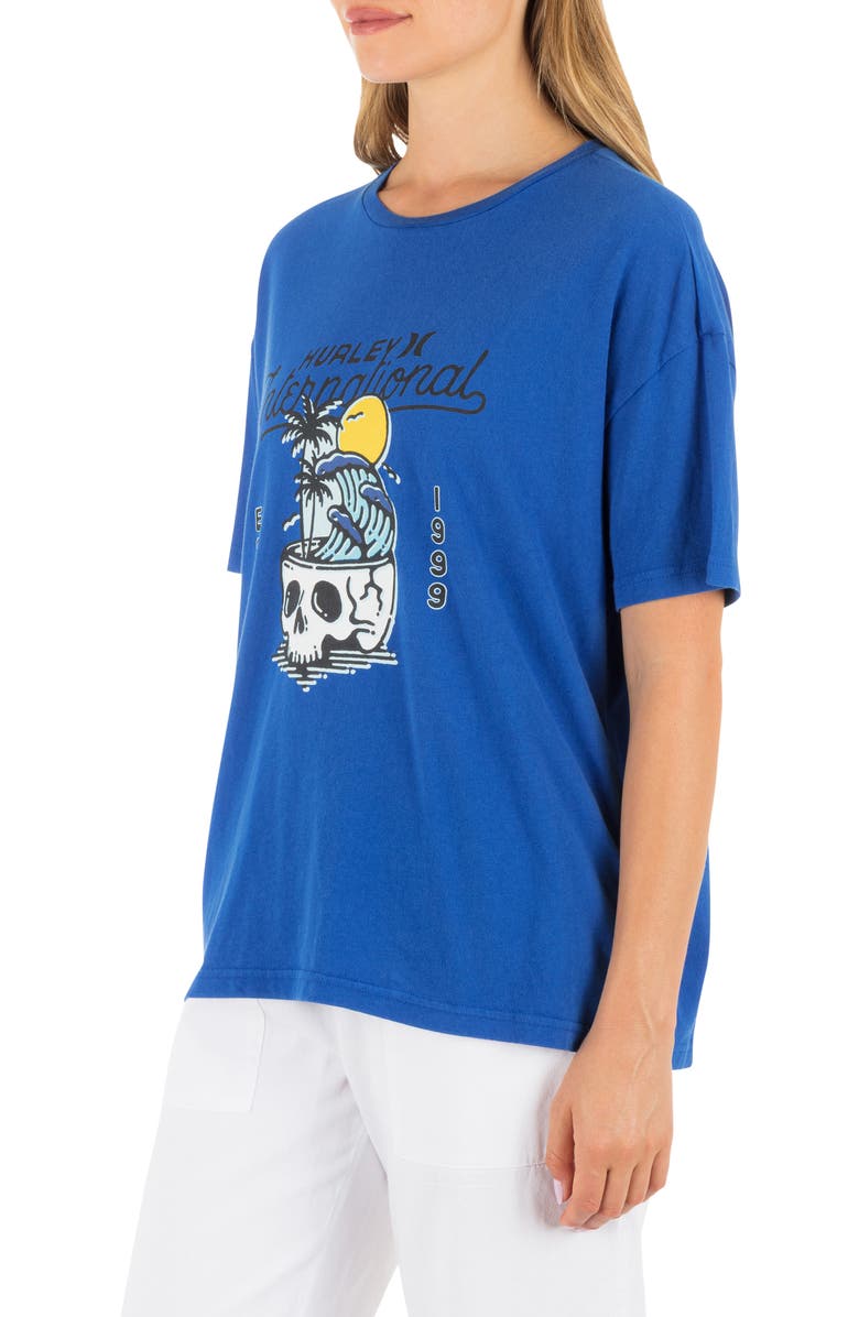 Hurley Skulltide Crewneck Cotton Boyfriend T-Shirt, Alternate, color, Hydro