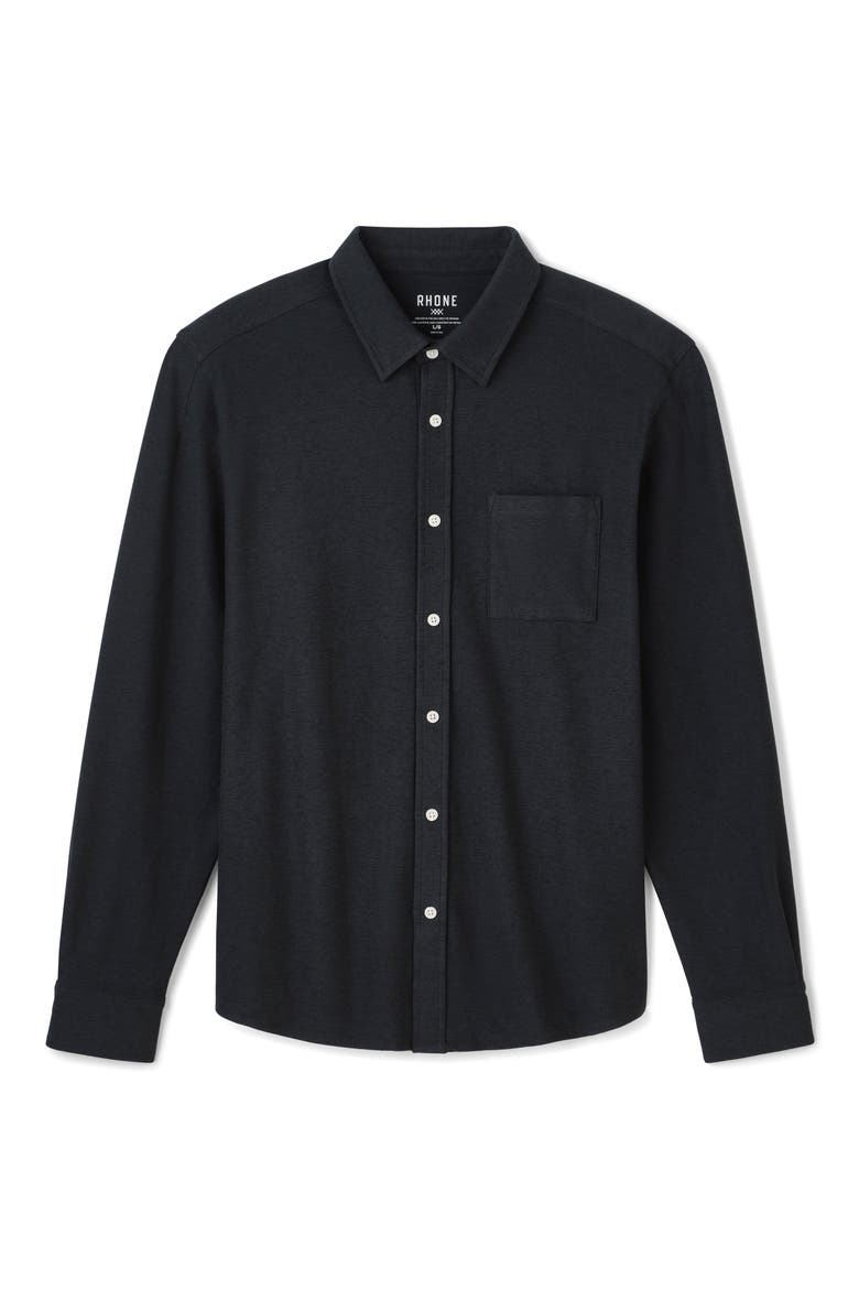 WFH Knit Button-Up Shirt, Alternate, color, BLACK