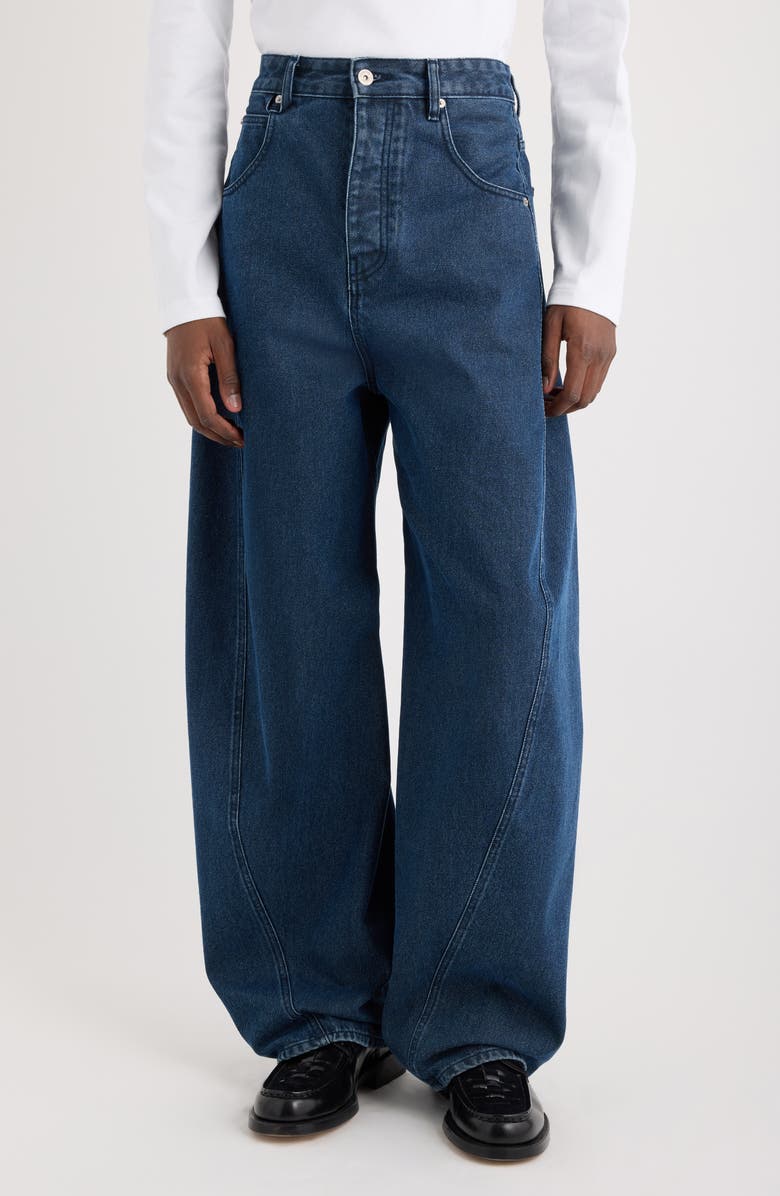 Jacquemus Le de-Nîmes Espiral Twisted Seam Barrel Leg Jeans, Main, color, Navy