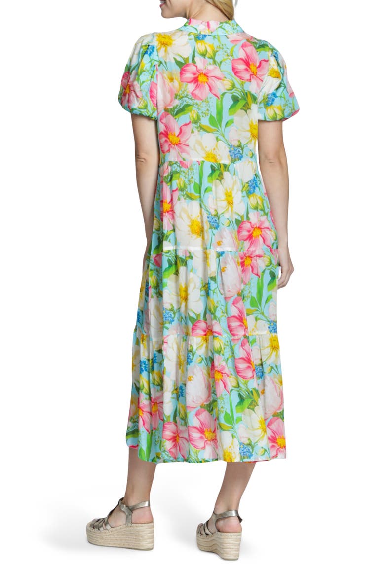 Puff Sleeve Tiered Shirtdress, Alternate, color, GREEN/ PINK MULTI