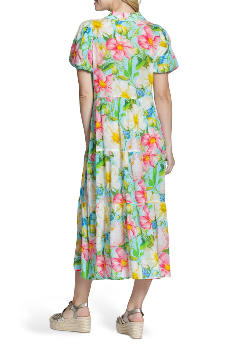 APNY Puff Sleeve Tiered Shirtdress, Alternate, color, Green/ Pink Multi