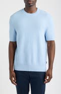 BOSS H-Nilton Short Sleeve Basket Weave Cotton Sweater