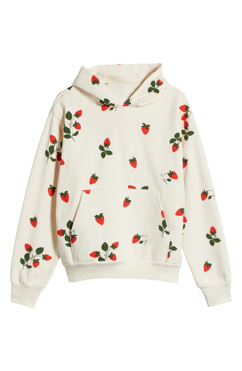 Melody Ehsani Strawberry Print Cotton Hoodie, Alternate, color, Buttercream