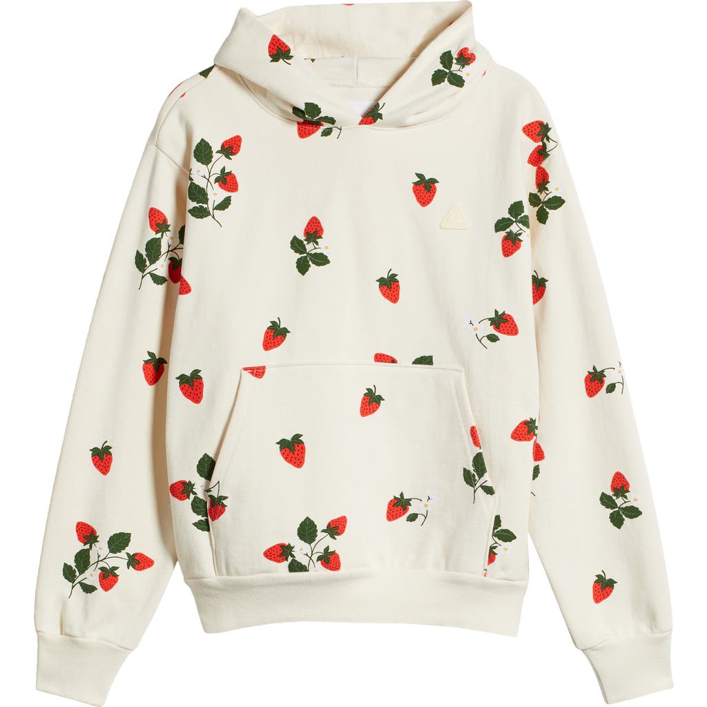 Melody Ehsani Strawberry Print Cotton Hoodie In Buttercream