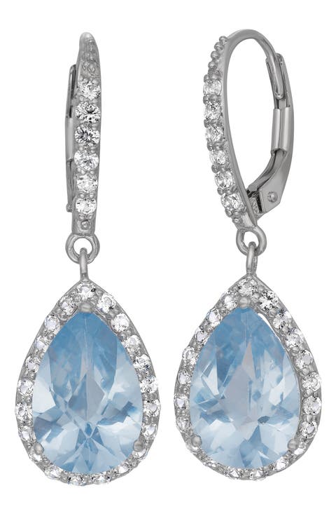 CZ & Lab-Created Stone Teardrop Earrings