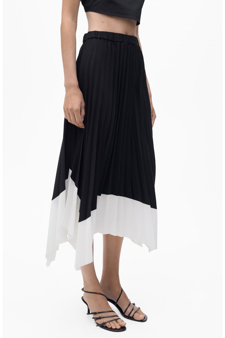 Pleated Asymmetric Maxi Skirt, Alternate, color, BLACK