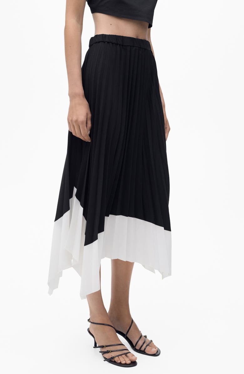 MANGO Pleated Asymmetric Maxi Skirt, Alternate, color, Black
