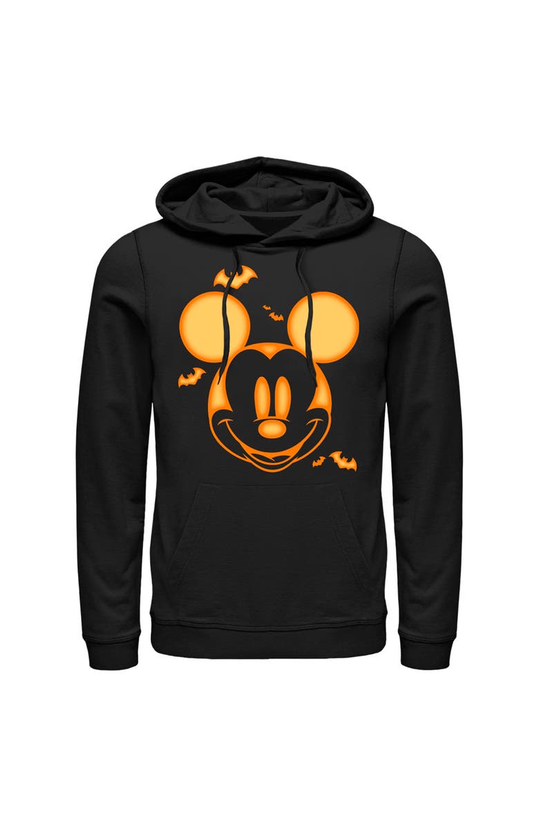 Mickey & Friends Men's Mickey & Friends Pumpkin Face  Pull Over Hoodie, Main, color, Black