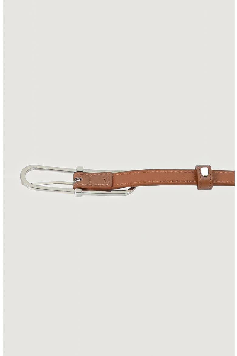Minimal Design Oval Buckle Leather Belt, Alternate, color, Bronze