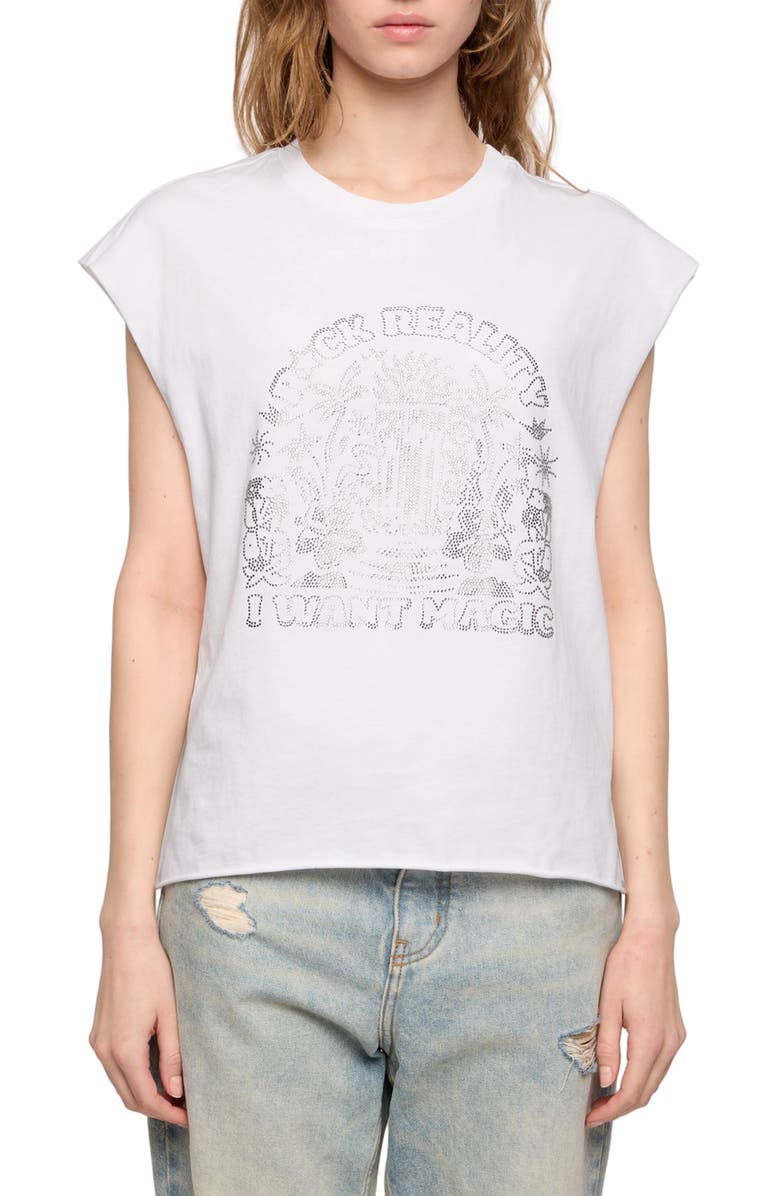 Zadig & Voltaire Cloe Embellished Tee, Main, color, White