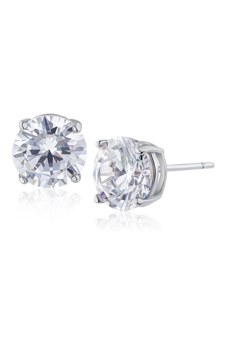 8mm Cubic Zirconia Stud Earrings (Nordstrom Exclusive), Main, color, CLEAR SILVER