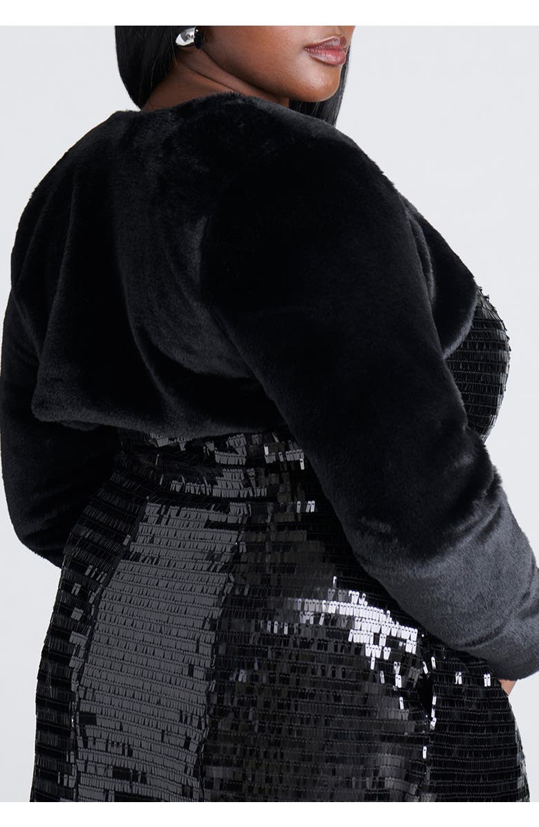 ELOQUII Faux Fur Bolero, Alternate, color, Black Onyx