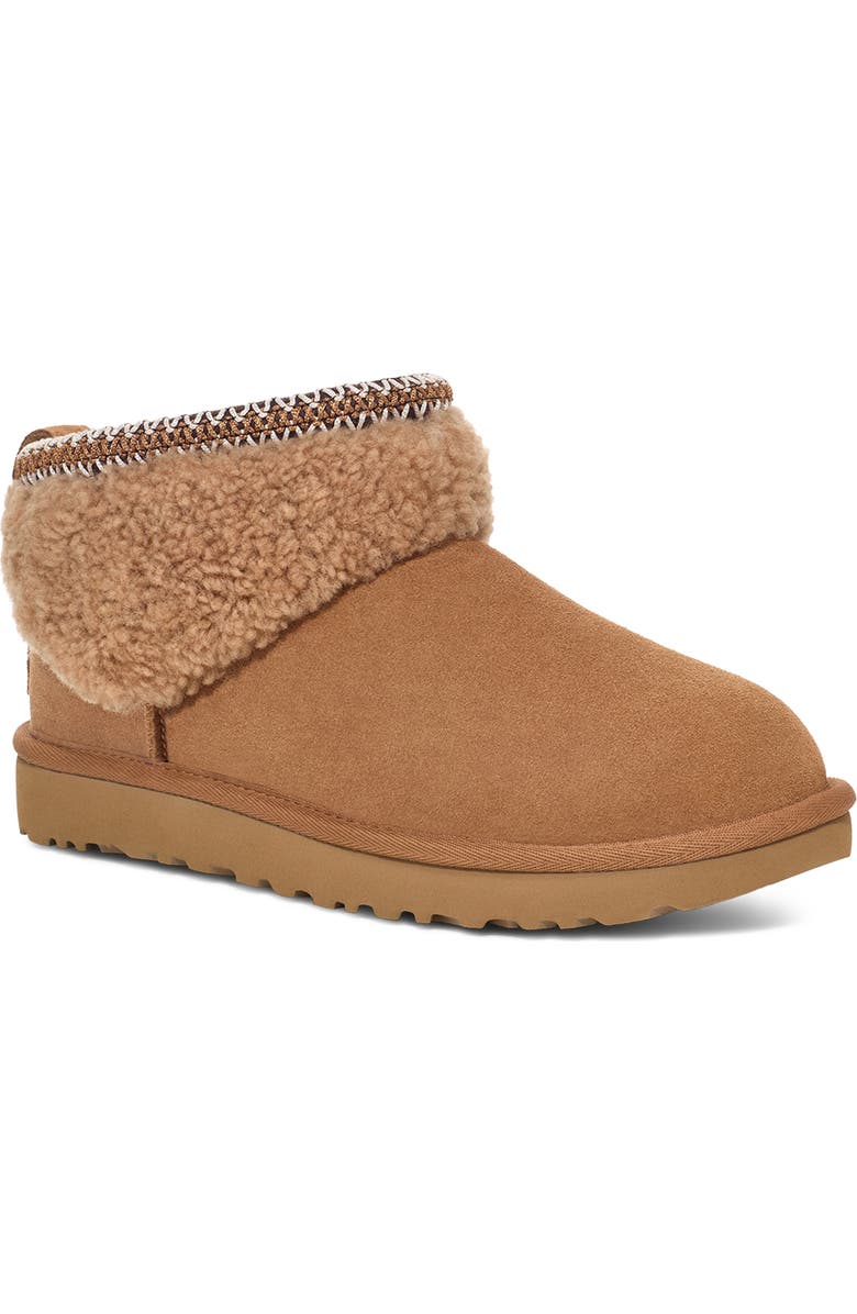 UGG<sup>®</sup> Classic Ultra Mini Max Curly Shearling Boot, Main, color, Chestnut