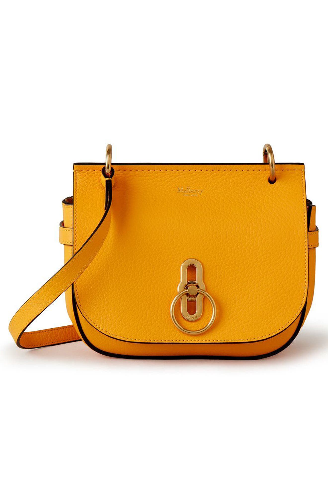 Mulberry Small Amberly Grained Leather Satchel, Alternate, color, Double Yellow