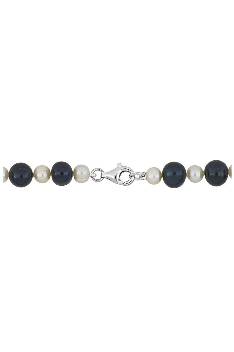 Men's 5–8mm Black & White Cultured Freshwater Pearl Necklace, Alternate, color, BLACK WHITE MULTI
