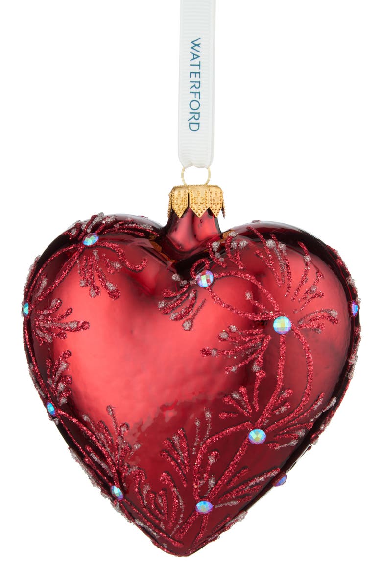 Holiday Heirlooms Red Heart Glass Ornament, Main, color, RED