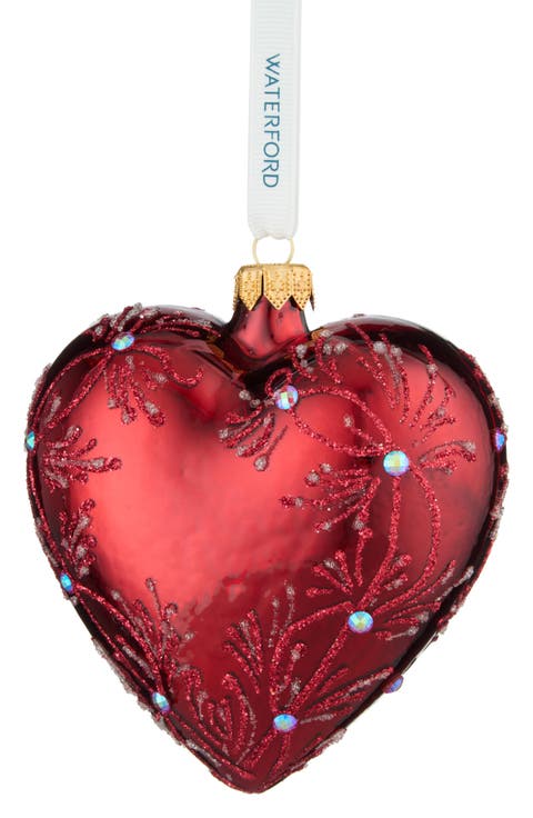 Holiday Heirlooms Red Heart Glass Ornament