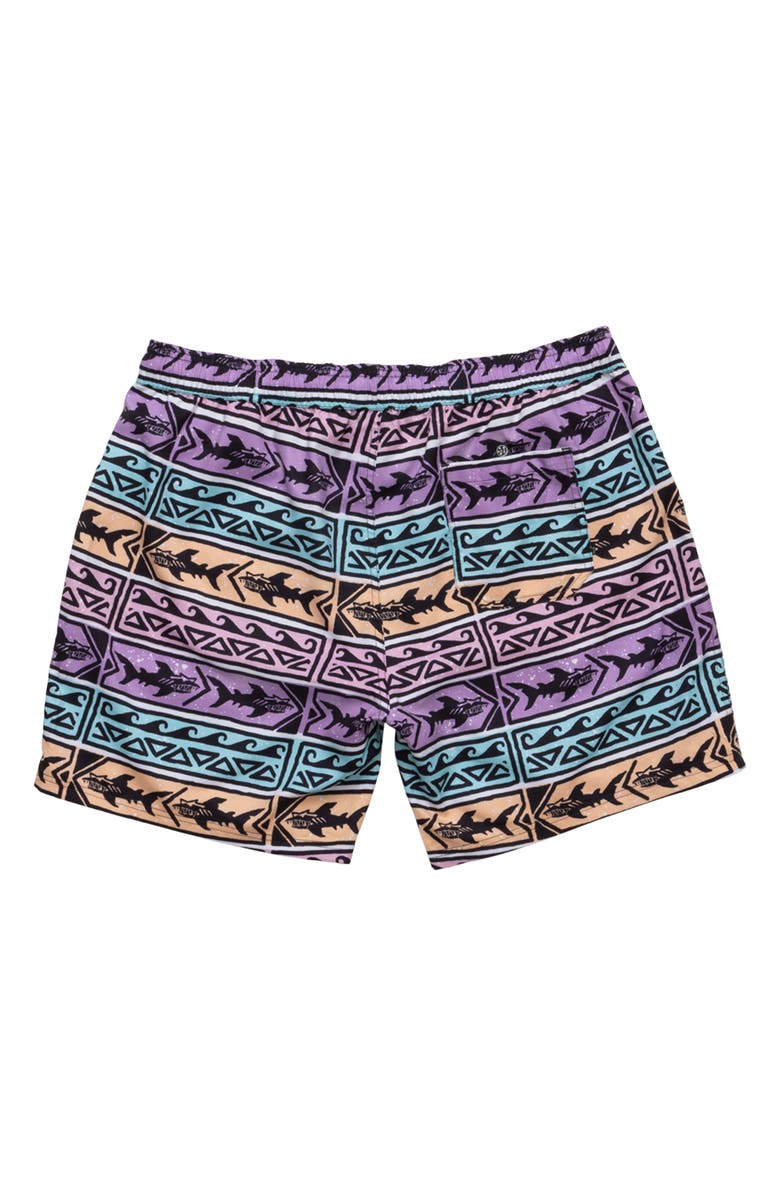 Maui & Sons Bam Bam Shark Print Microfiber Swim Trunks, Alternate, color, Black