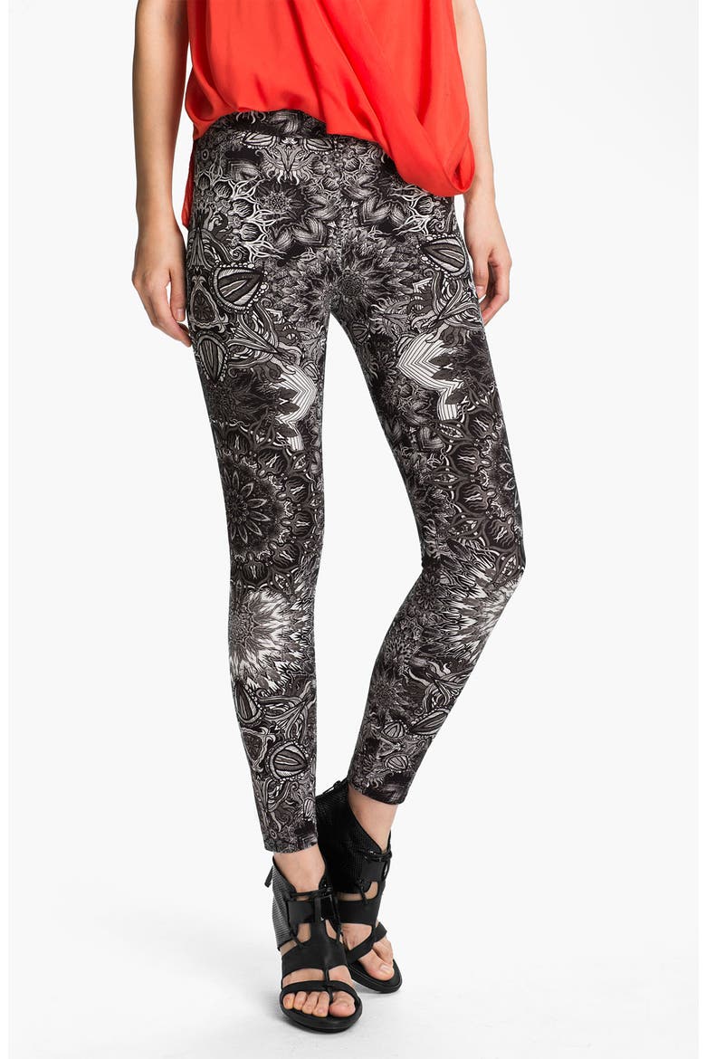 Medallion Print Leggings, Main, color, TAUPE MULTI