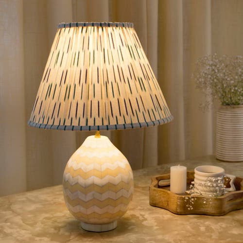 Mela Artisans Ivory Herringbone Table Lamp