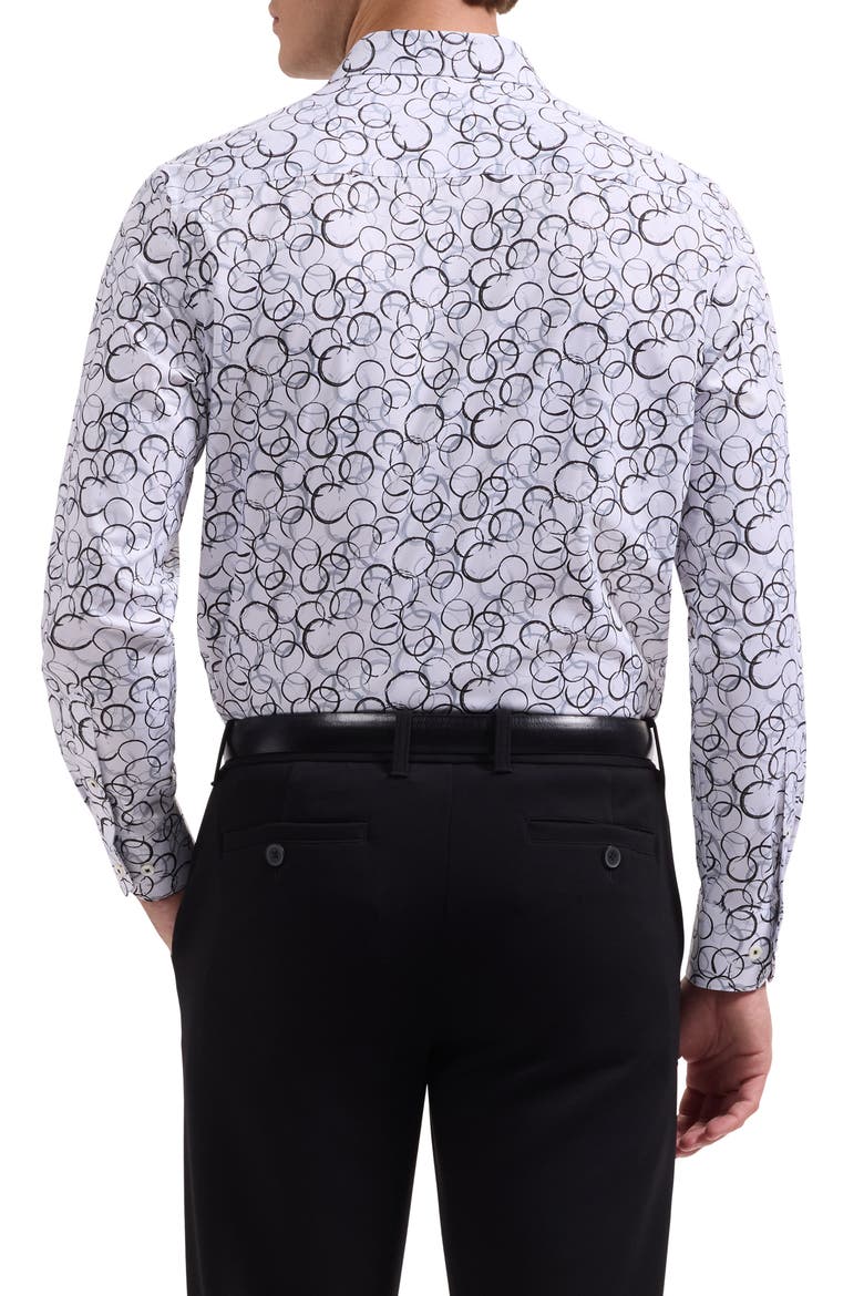 Axel Shaped Fit Stretch Cotton Button-Up Shirt, Alternate, color, BLACK